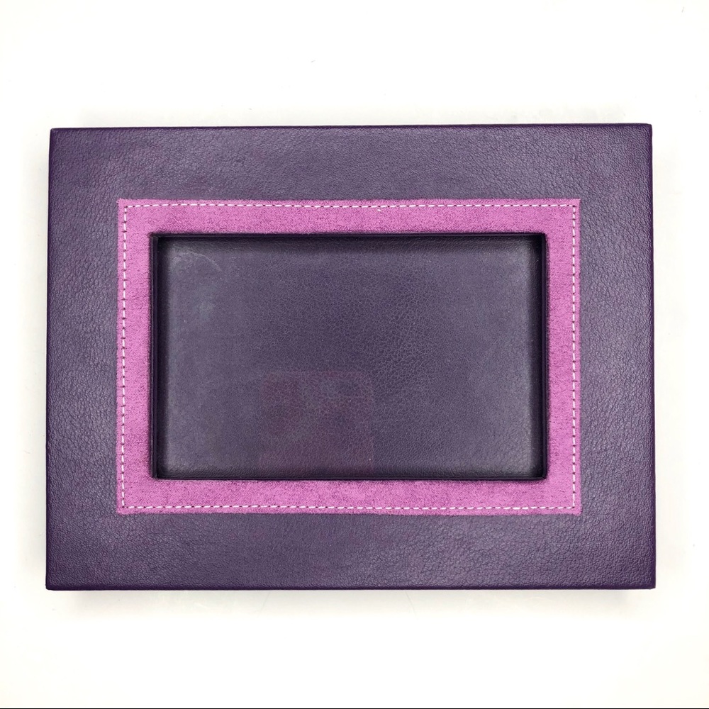 5X7 Picture Frame purple Faux leather/pink suede